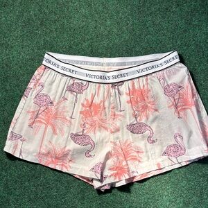 Victoria's Secret Flamingo and Palm Print Shortie Sleep Shorts, Small, NWOT